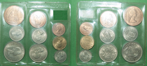 Elizabeth the Second 1953 currency coin set in the plastic pack as issued by the Royal Mint.