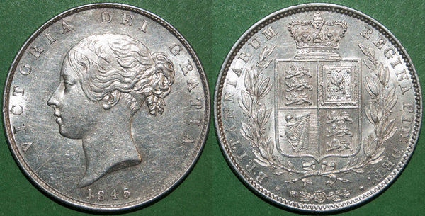 Victoria 1845 young head halfcrown