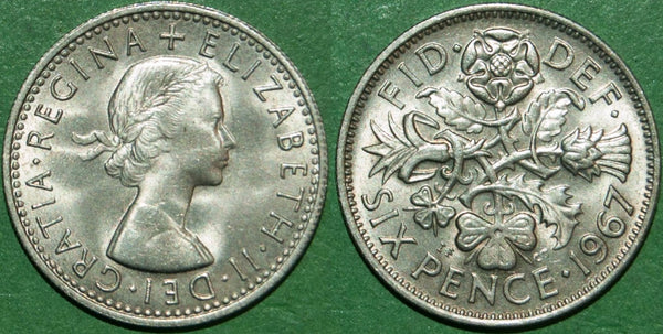 Elizabeth the Second 1967 sixpence