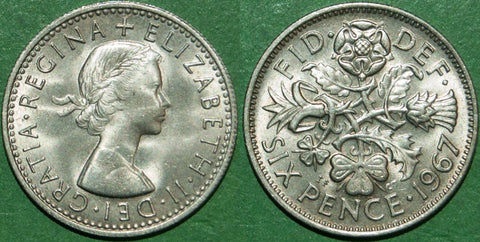 Elizabeth the Second 1967 sixpence