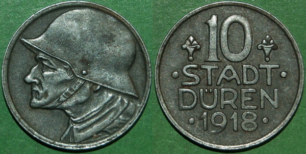 Germany 1918 emergency issue ten pfennig token from Dueren