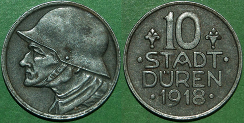 Germany 1918 emergency issue ten pfennig token from Dueren