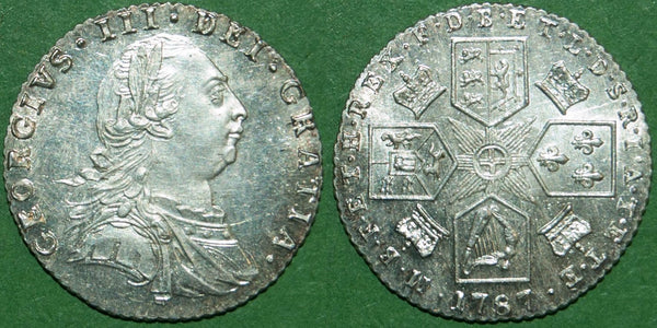 George the Third 1787 no hearts sixpence