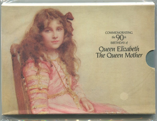 Queen Mother's 90th Birthday commemorative five pounds coin in presentation pack