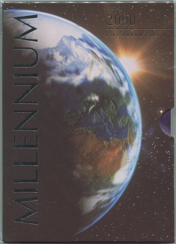 Millennium five pounds coin in presentation pack