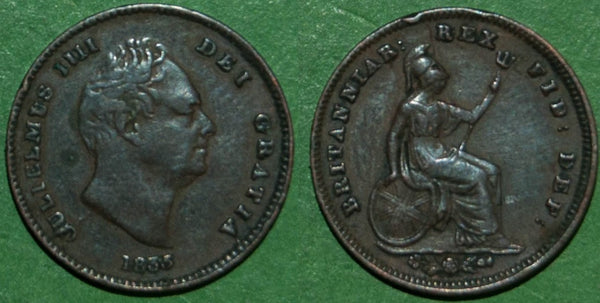 William the Fourth 1835 third of a farthing coin
