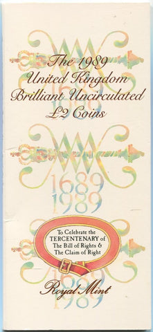 1989 brilliant uncirculated 2 pounds presentation pack - 2 coins