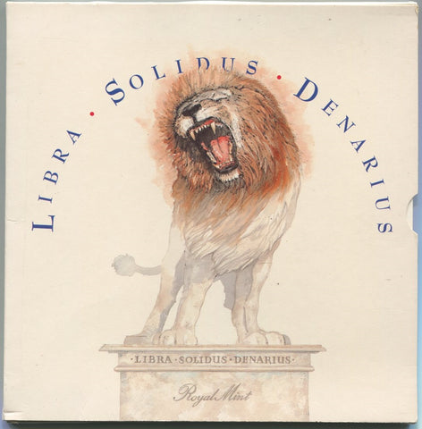 Royal Mint Libra, Solidus, Denarius presentation pack of pre-decimal currency