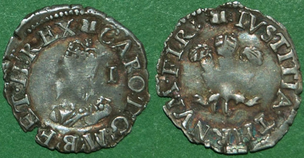 Charles the First penny struck at the Aberystwyth mint