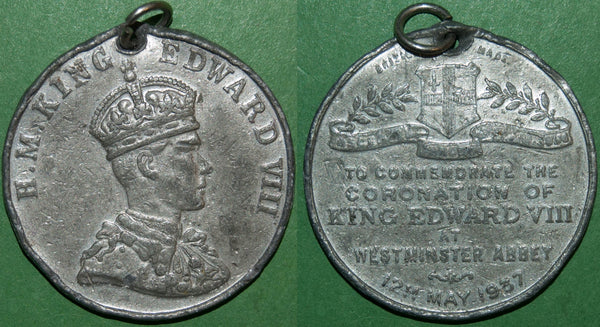 Edward the Eighth coronation medal with loop for suspension