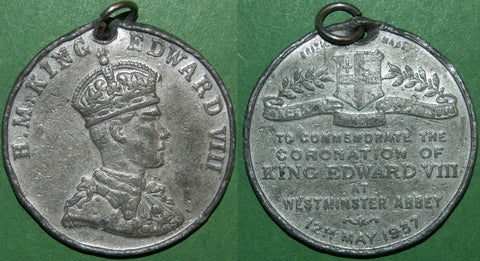 Edward the Eighth coronation medal with loop for suspension