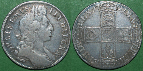 William the Third first bust 1701 half crown