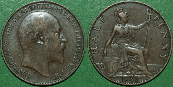 Edward the Seventh 1908 halfpenny