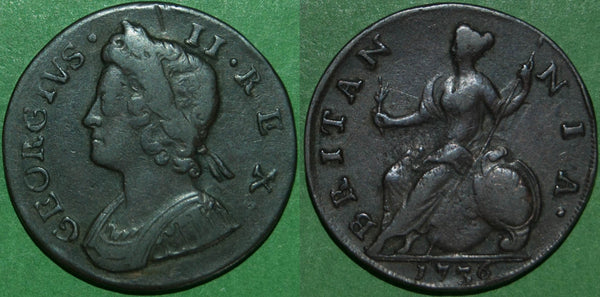 George the Second 1736 young head halfpenny