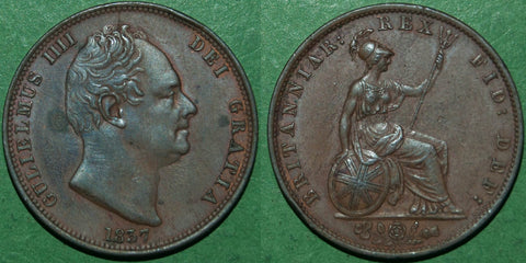 William the Fourth 1837 copper halfpenny