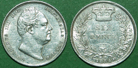 William the Fourth 1834 sixpence 