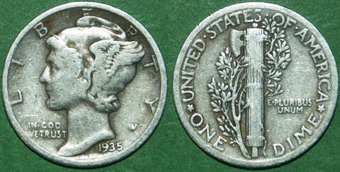 United States 1935 Mercury dime