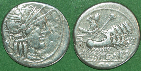 Fam. Papiria denarius with CARBO inscription