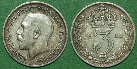 Ceorge the Fifth silver threepence with Davies reverse die B, unlisted by him and rare.