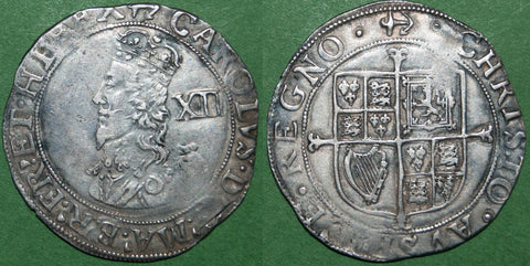 Charles the First large bust shilling with a single arch crown and mintmark Anchor.