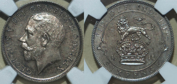1911 Proof Sixpence, NGC PF65