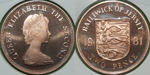 Image of a Jersey 1981 proof two pence coin