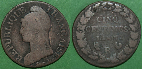 France L'an 5R Five Centimes