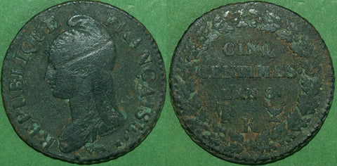 France L'an 8K Five Centimes