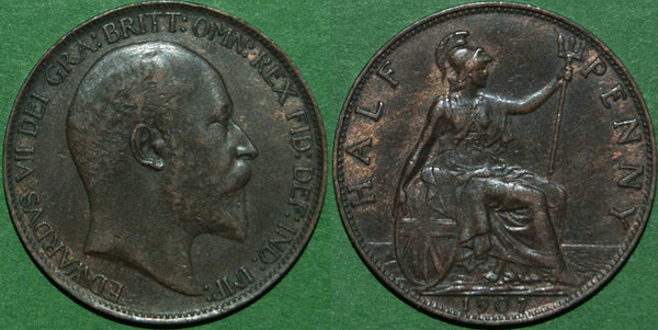 Image of a 1907 halfpenny coin