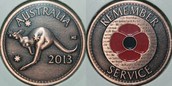 Image of an Australian 2013 Remembrance Day token.