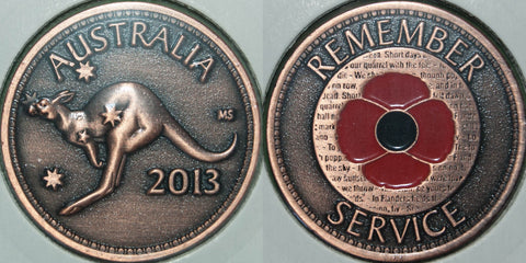Image of an Australian 2013 Remembrance Day token.