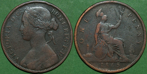 Image of an 1865 penny coin.
