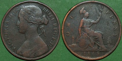 Image of an 1865 penny coin.