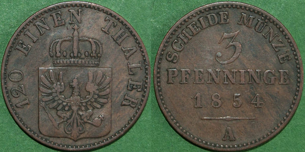 A Prussian 1854 3 pfennig coin
