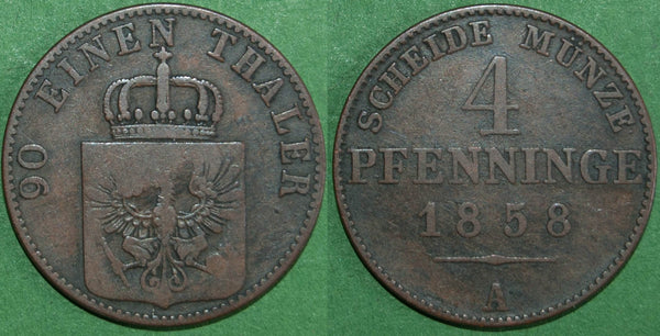 Image of a Prussian 1858 4 pfennig coin