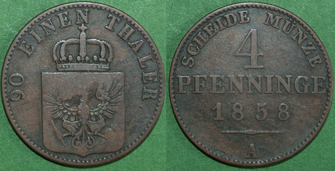 Image of a Prussian 1858 4 pfennig coin