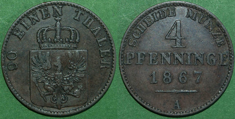 Image of a Prussian 1867 4 pfennig coin