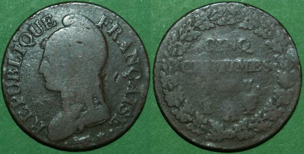 Image of a French 5 centimes coin