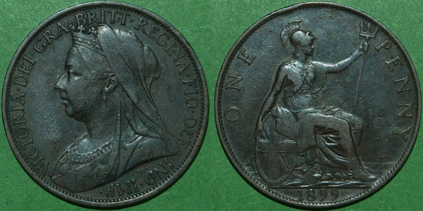 A Victoria 1899 veiled head penny coin