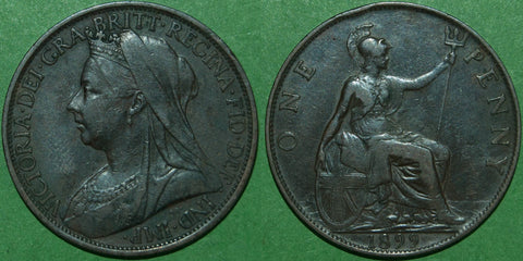 A Victoria 1899 veiled head penny coin