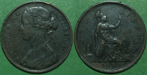 Victoria 1863 bun head penny