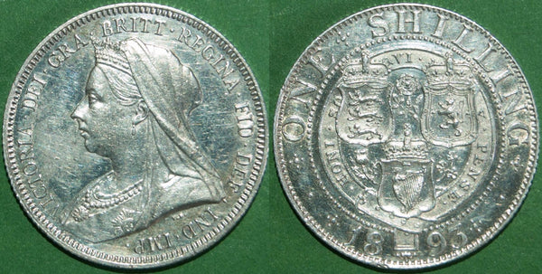 Victoria 1893 shilling. Bright, practically as struck and uncirculated. The price is £100.