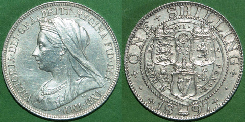 Victoria 1897 shilling with minimal wear and a b