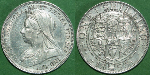 Image of a Victoria 1898 shilling coin