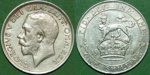 A pleasing 1918 shilling with light wear to the high points and grades good very fine. The price is £20.