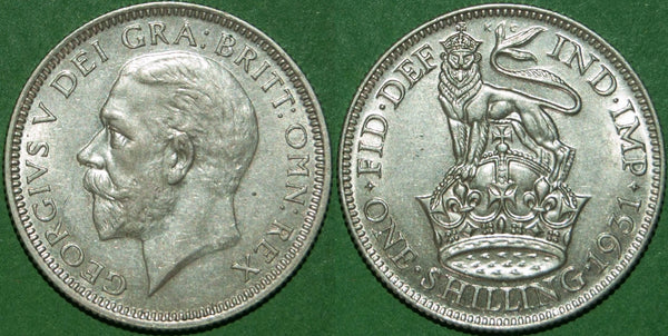 A 1931 shilling, practically as struck. The price is £50.