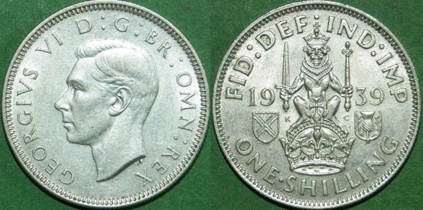A 1939S shilling, practically as struck. The price is £18.