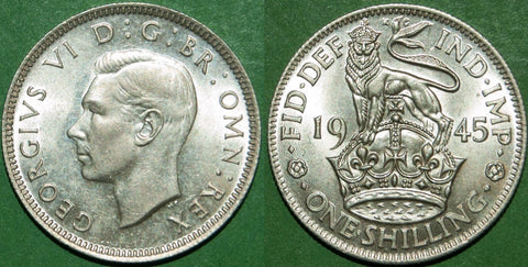 A 1945E shilling, practically as struck. The price is £15.