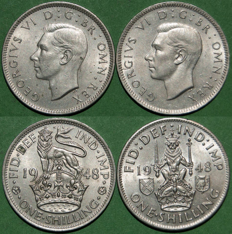 1948E & 1948S shillings in good extremely fine. The price for the pair is £10.