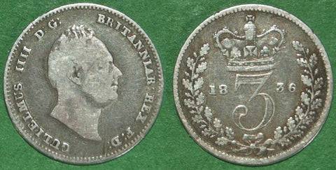 William the Fourth 1836 silver threepence